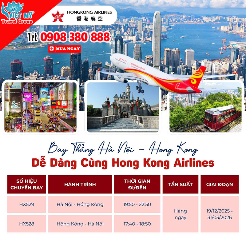 Hong Kong Airlines mở lại đường bay thẳng Hà Nội – Hong Kong từ tháng 12/2025