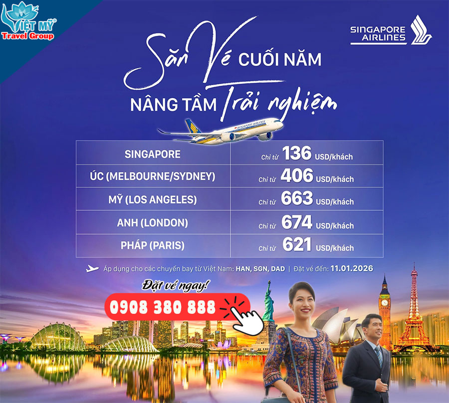 Săn vé Singapore Airlines 2026 ưu đãi - khởi hành từ Việt Nam