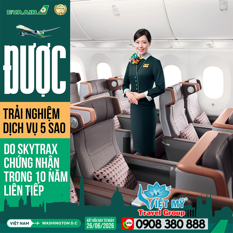 EVA Air mở rộng mạng bay Bắc Mỹ với điểm đến Washington, D.C.
