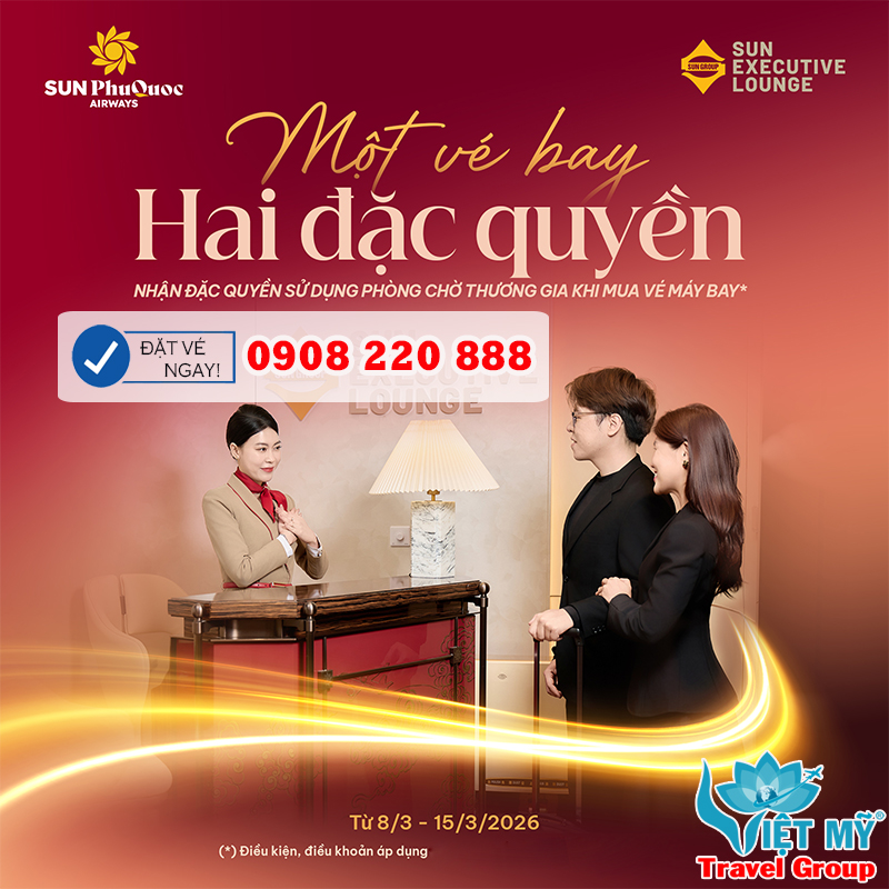 Bay Hà Nội – Phú Quốc hạng Economy Plus tặng phòng chờ cao cấp