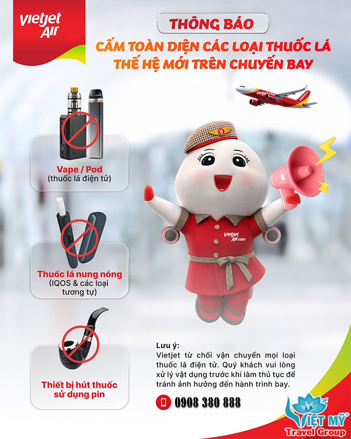 Hành khách cần biết: Vietjet siết chặt cấm thuốc lá thế hệ mới!