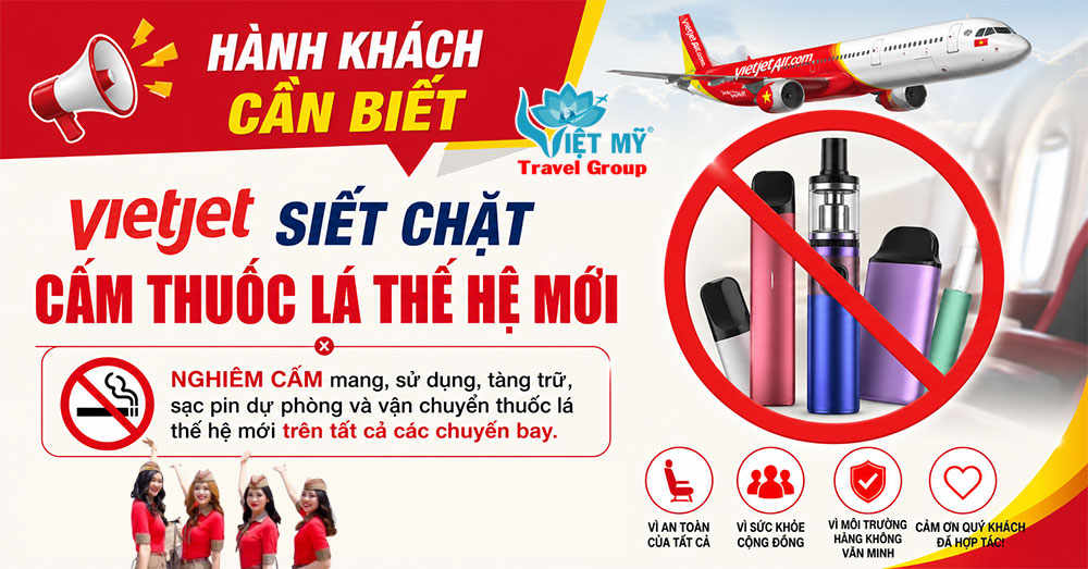 Vietjet Air cấm thuốc lá điện tử trên mọi chuyến bay từ 2026