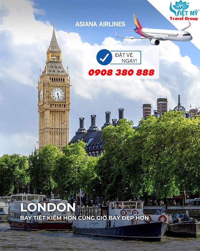 Vé TPHCM đi London khuyến mãi đến 10% cùng Asiana Airlines