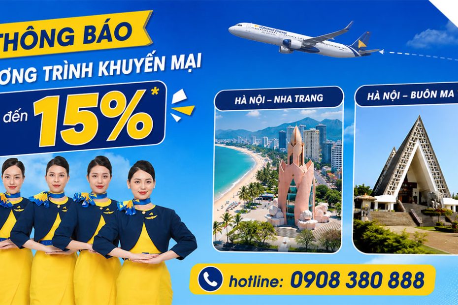 Bay Nha Trang & Buôn Ma Thuột tiết kiệm hơn với ưu đãi từ Vietravel Airlines