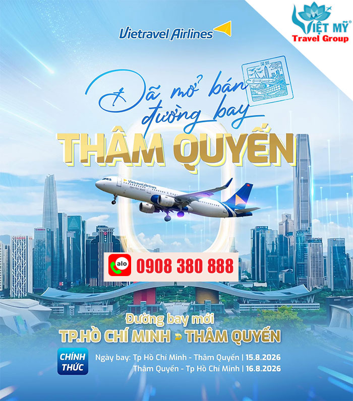 Vietravel Airlines khai trương đường bay thẳng TP.HCM – Thâm Quyến