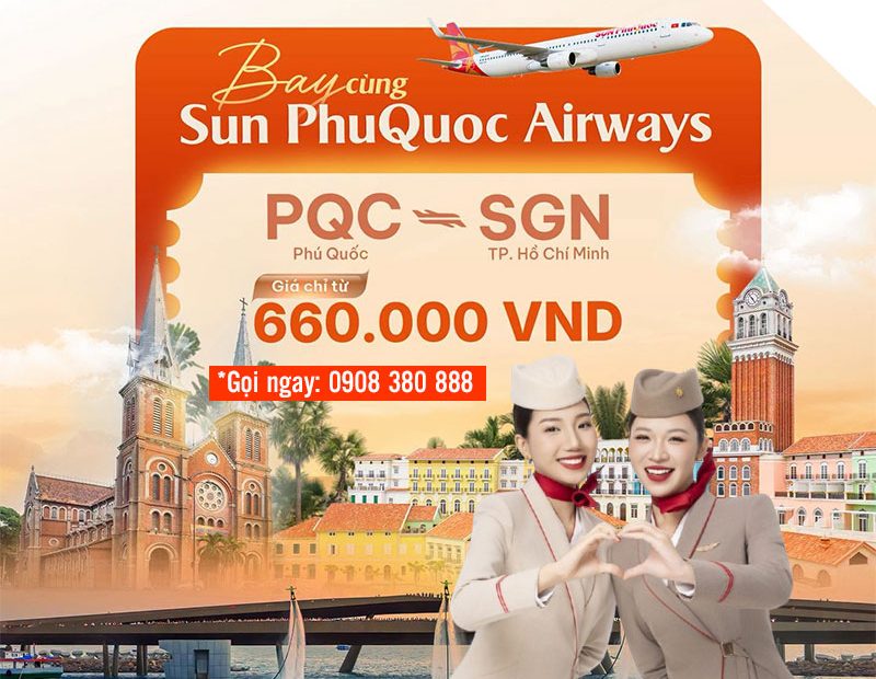 Khuyến mãi vé TPHCM - Phú Quốc chỉ từ 660.000 VND hãng Sun PhuQuoc Airways
