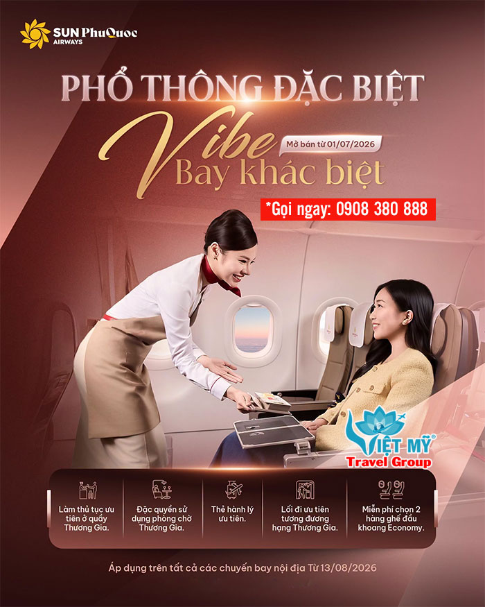 Sun PhuQuoc Airways chính thức mở bán vé hạng Phổ thông Đặc biệt (Premium Economy)