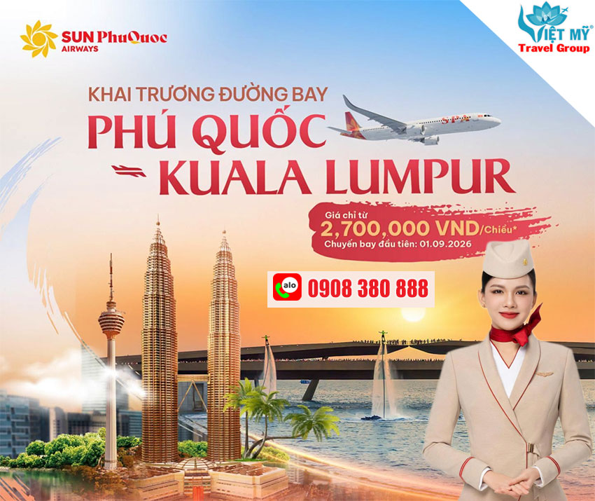Sun PhuQuoc Airways mở bán đường bay Phú Quốc – Kuala Lumpur, giá vé chỉ từ 2.700.000 VNĐ