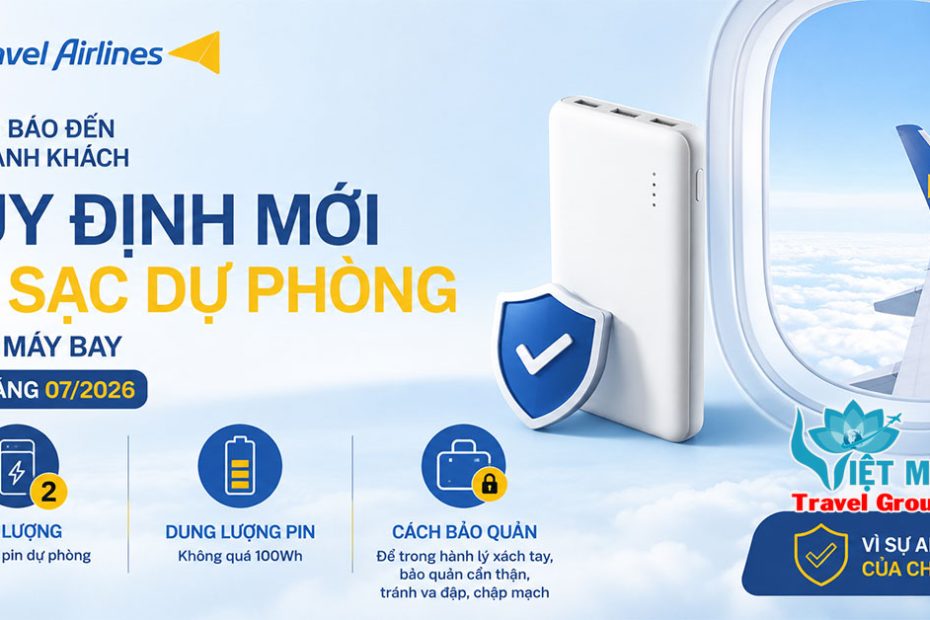 Vietravel Airlines thông báo quy định mới về sạc dự phòng từ 01/07/2026