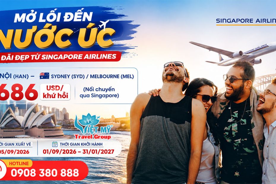 Book vé Hà Nội - Úc khứ hồi từ 686 USD cùng Singapore Airlines