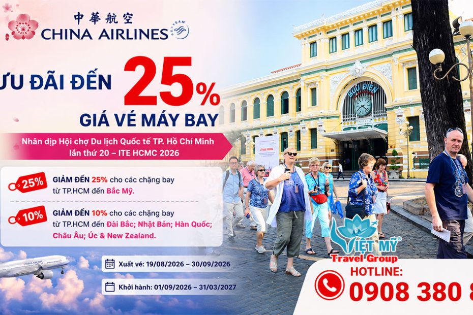 China Airlines ưu đãi đến 25% mừng ITE HCMC 2026 – Săn vé quốc tế giá tốt