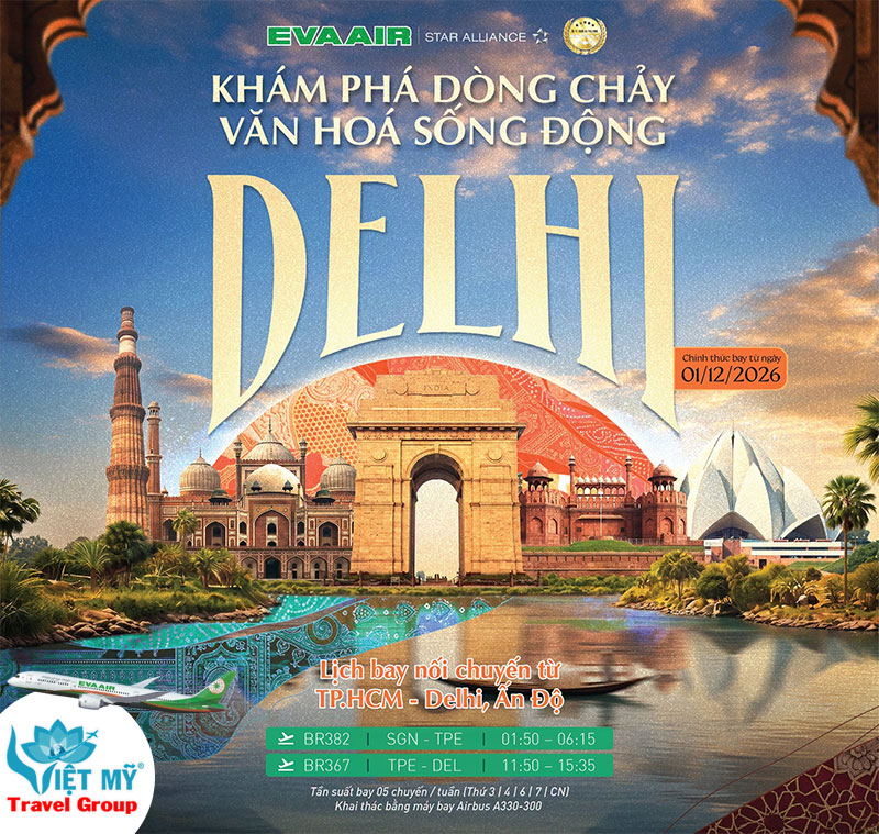 EVA Air kết nối Đài Bắc – Delhi: Thêm lựa chọn bay Ấn Độ