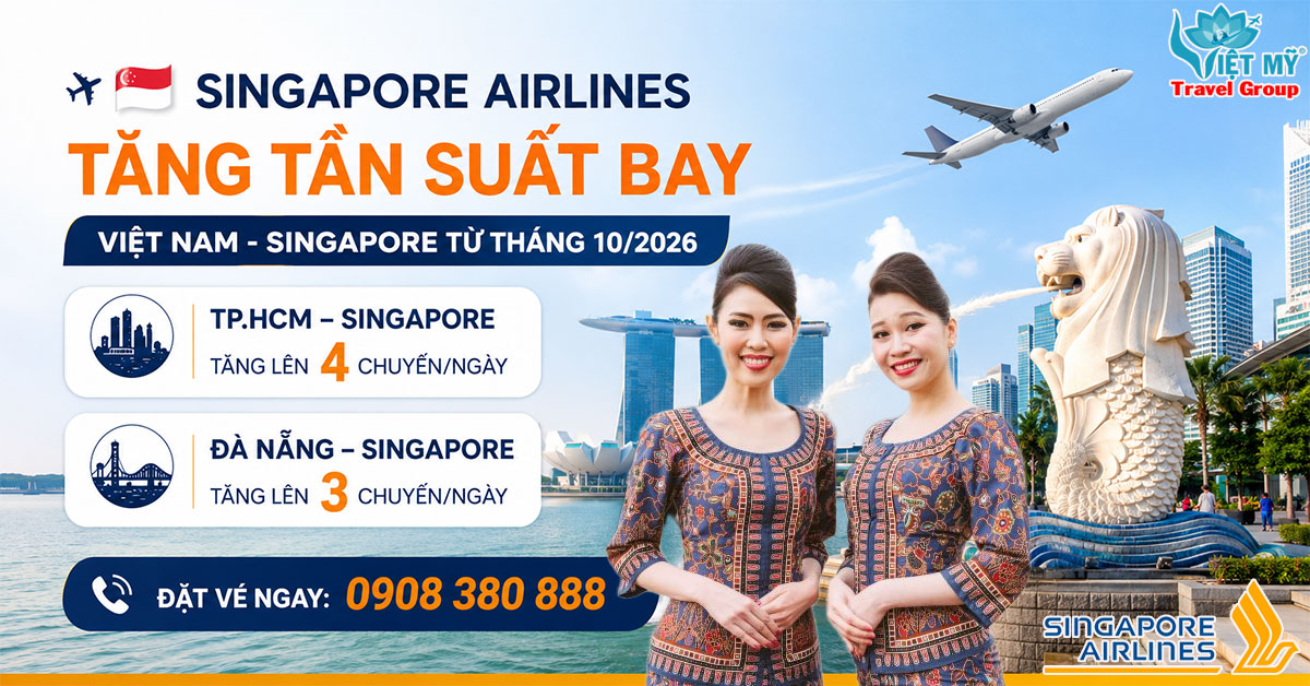 Singapore Airlines tăng tần suất bay Việt Nam - Singapore từ tháng 10/2026