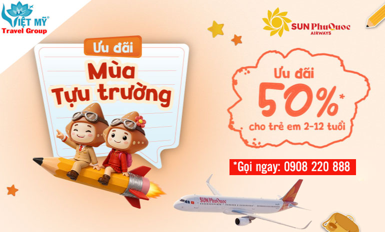 Bay cuối hè tiết kiệm với ưu đãi vé trẻ em từ Sun PhuQuoc Airways