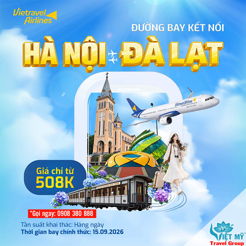 Hà Nội ⇄ Đà Lạt: Vietravel Airlines mở đường bay, vé chỉ từ 508K