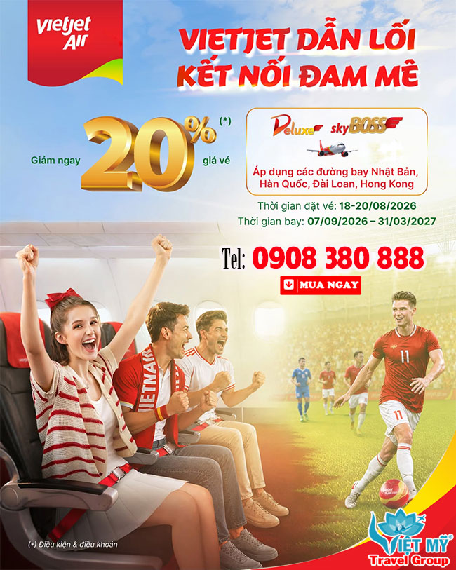 Vietjet tung ưu đãi 20% hạng SkyBoss & Deluxe – Bay chất, giá tốt
