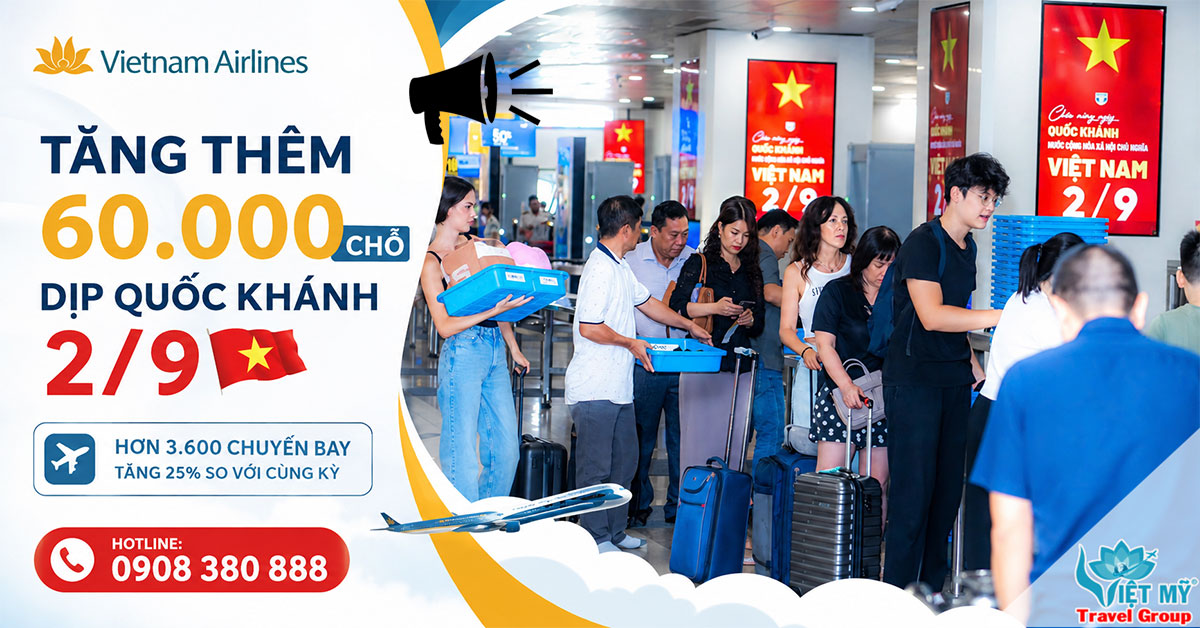 Vietnam Airlines tăng thêm 60.000 chỗ phục vụ dịp lễ Quốc Khánh 2/9