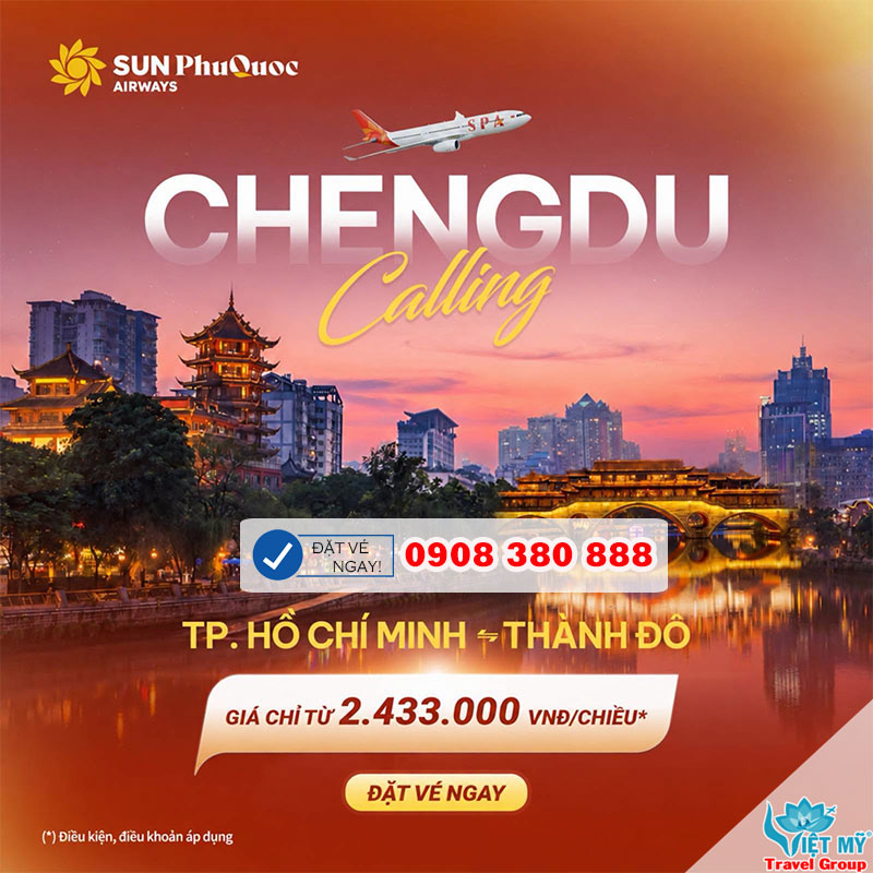 Khám phá Thành Đô cùng Sun PhuQuoc Airways - vé từ 2.433.000 VNĐ/lượt!