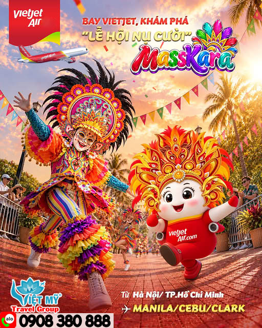 Bay Vietjet khám phá MassKara 2026 - trải nghiệm lễ hội đặc sắc tại Bacolod