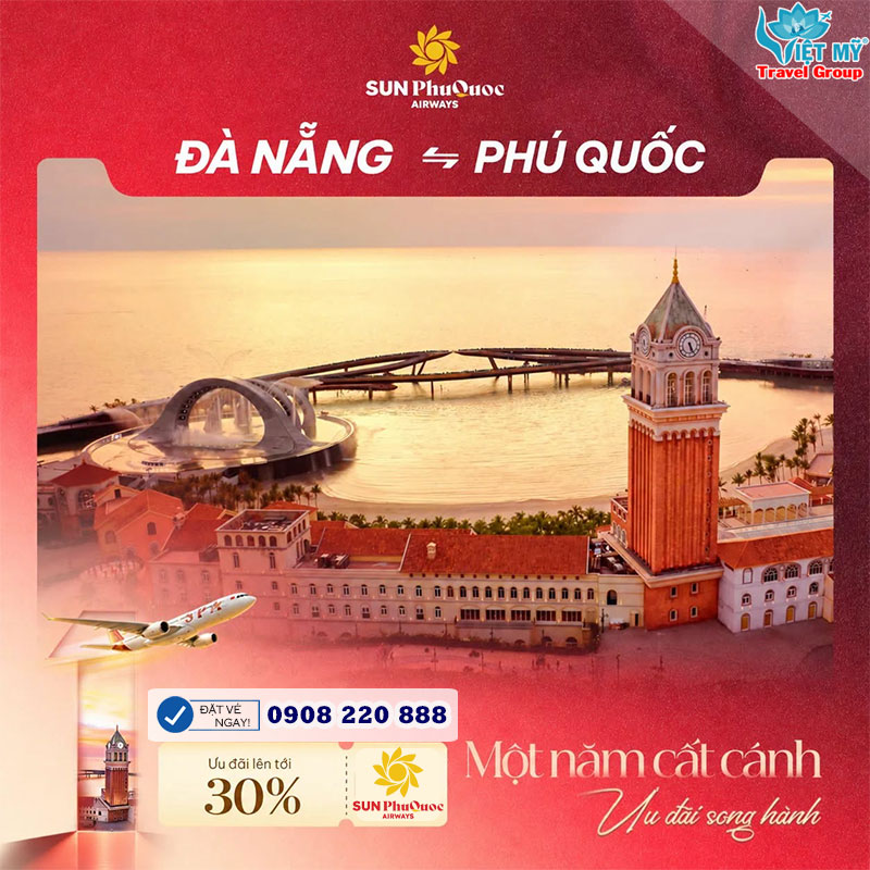 Sun PhuQuoc Airways giảm 30% vé máy bay Đà Nẵng - Phú Quốc